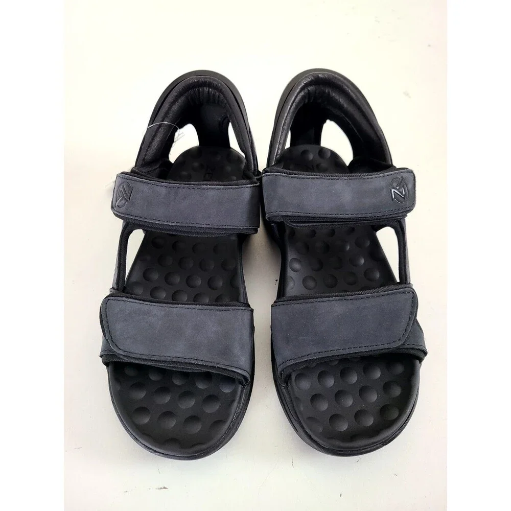 NEW! Zeba Mens Black Leather Easy Slip Sandals Shoes Size 8 Handsfree